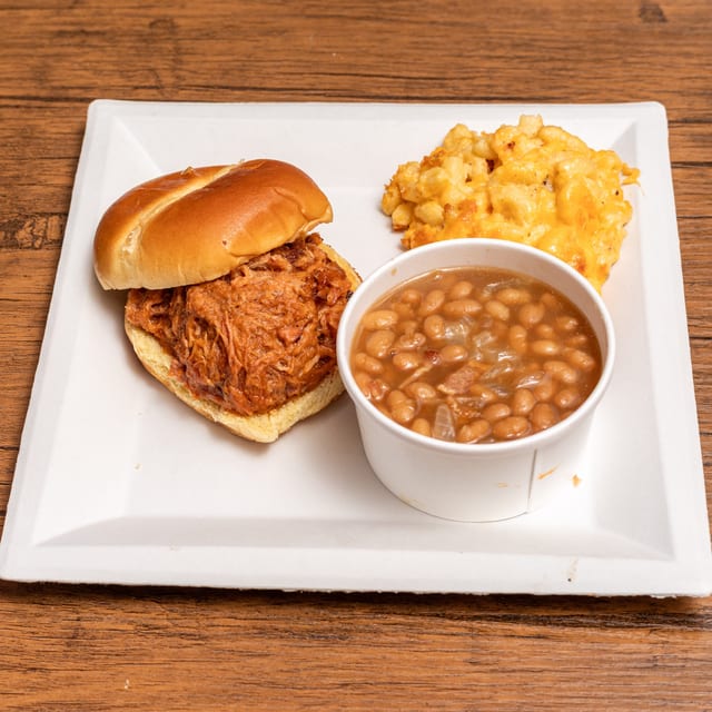 Pulled Pork BBQ Sandwich Meal.